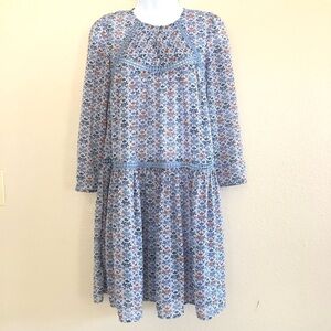 Anthropologie Holding Horses Betony Swing Crochet Prairie Floral Dress Sz 0/UK 4